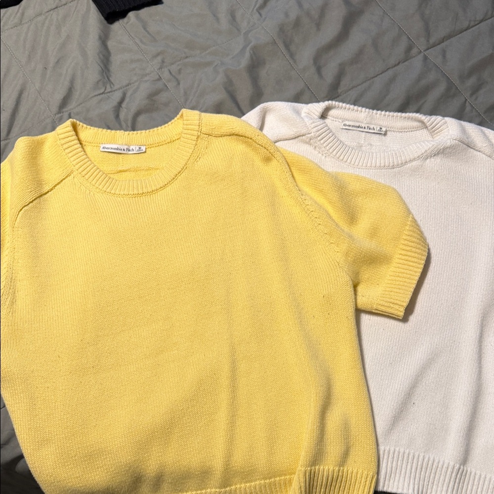 Abercrombie & Fitch Yellow and Cream Women's Tops x2